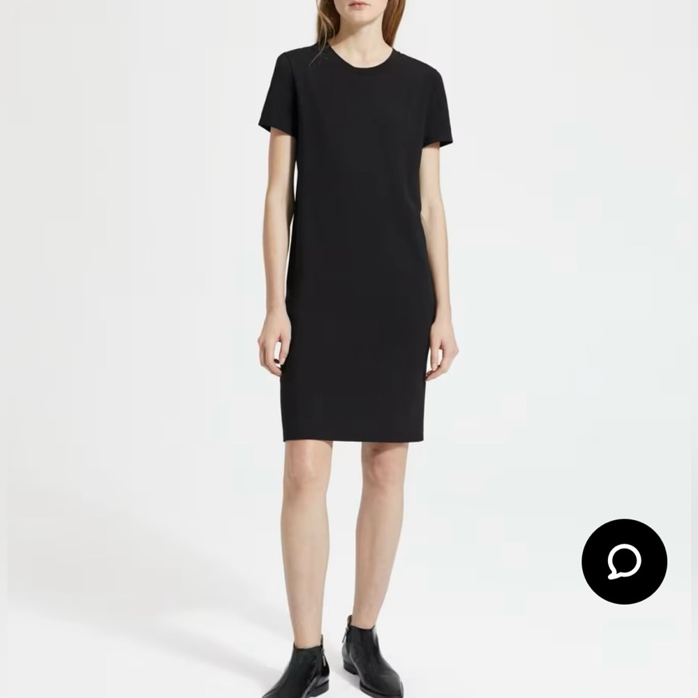 Theory Short Sleeve Black T-shirt Dress, Large